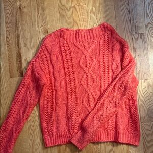 Women’s Cable Knit Sweater - Coral Pink